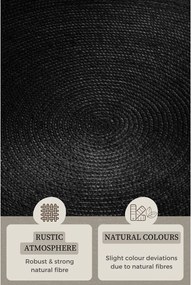 Fekete kétoldalas-kézi szövésű juta kerek szőnyeg ø 140 cm Braided – Hanse Home
