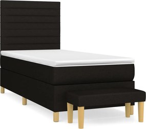 vidaXL fekete szövet rugós ágy matraccal 90x190 cm