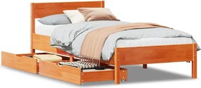 vidaXL viaszbarna tömör fenyőfa ágy matrac nélkül 75 x 190 cm