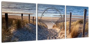 Kép - Út az északi-tengeri strandra, Hollandia (órával) (90x30 cm)