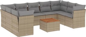 vidaXL 10 részes vegyes bézs polyrattan kerti ülőgarnitúra párnákkal