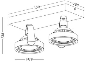 Lámpa Mennyezeti lámpatest Wally,4373,AC220-240V, 50/60 Hz, IP 20,2*Gu10,ES111, dupla, fehér