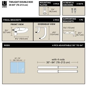 Acél bővíthető dupla függönykarnis 167 - 365 cm Twilight – Umbra
