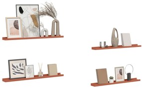 vidaXL Falpolc polcokkal tárolóval 4 pcs Piros 80 x 9 x 3 cm Faanyag