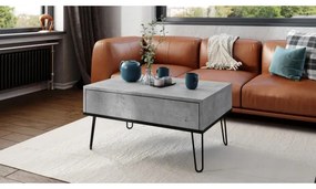 HALIJA konferenciás asztal emelhető lappal, polccal, szürke beton/fekete