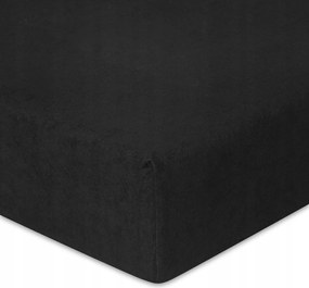 Fekete gumis frottír lepedő 200x220 Premium