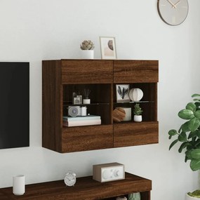 barna tölgyszínű fali TV-szekrény LED-del 78,5x30x60,5 cm