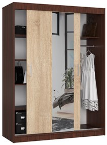 Ruhásszekrény Clotilde  (wenge + szonoma tölgy) (tükörrel). Akció -16%. 1069415