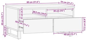 Kávézóasztal 80x54x40 cm Tömör Mangó Fából