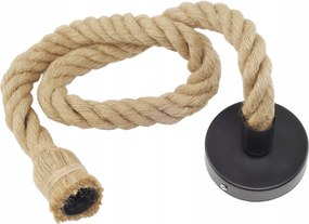 fekete lámpa kenderkötéllel bevont kábellel, függőlámpa kenderkötél loft stílusban