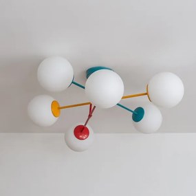 Felületre szerelt MOON csillár 6xE27/15W/230V türkiz/sárga/piros