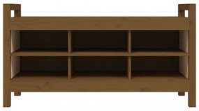 mézbarna tömör fenyőfa előszoba pad 110 x 40 x 60 cm