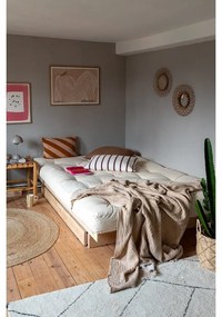Natúr színű borovi fenyő franciaágy tárolóhellyel és ágyráccsal 160x200 cm Kanso – Karup Design