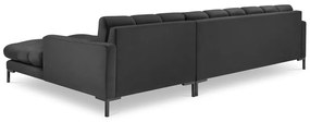 Bali sötétszürke bársony sarokkanapé, jobb oldali - Cosmopolitan Design
