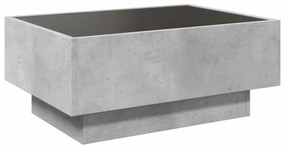 betonszürke szerelt fa dohányzóasztal LED-del 70 x 50 x 30 cm