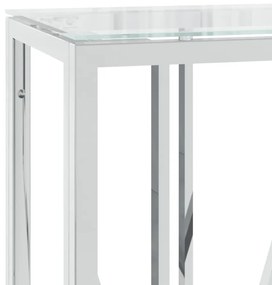 üveg és rozsdamentes acél tálalóasztal 110x30x70 cm