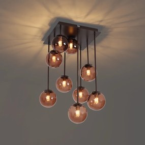 Design mennyezeti lámpa bronz színben, bronz üveggel, 9-es - Athén
