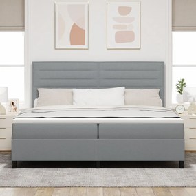 Box Spring Ágy Matrac Világosszürke 200x200 cm Szövet