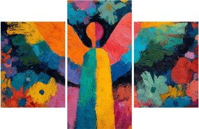 Kép - Absztrakt angyal virágokkal (90x60 cm)