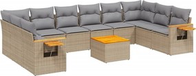 vidaXL 11 részes bézs polyrattan kerti ülőgarnitúra párnákkal