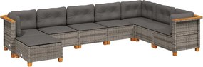 vidaXL 8 részes szürke polyrattan kerti ülőgarnitúra párnákkal