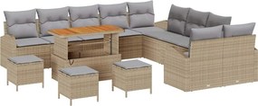 vidaXL Kerti Kanapé Szett párnával 14 pcs Bézs polirattan