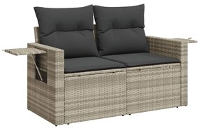 10 részes világosszürke polyrattan kerti ülőgarnitúra párnákkal