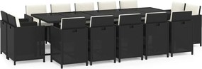 vidaXL 15 részes szürke polyrattan kerti étkezőgarnitúra párnákkal