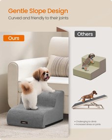 2 lépcsős kutyalépcső ágyhoz, vízálló, csúszásmentes, mosható huzattal – szürke