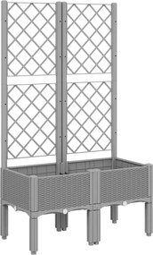 vidaXL világosszürke PP rácsos kerti ültetőláda 80 x 40 x 142 cm