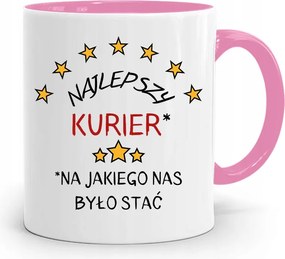 Rózsaszín Bögre Futárnak Legjobb Futár Ajándék fényképes nyomtatással