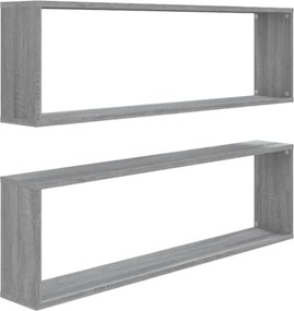 vidaXL 2 db szürke sonoma színű szerelt fa fali kockapolc 100x15x30 cm