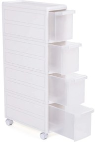 SONGMICS 4 Mély fiókos polc kerekekkel, 84,5 cm magas, fehér