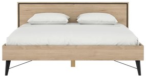 Natúr színű franciaágy ágyráccsal 180x200 cm tölgyfa dekorral Ry – Tvilum