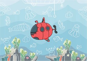 Vízalatti vinil világ tapéta 368x254 vízalatti hajó Gyerek +ragasztó