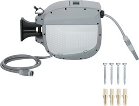 Outsunny kihúzható kerti tömlótekercs 20 m + 1,9 m, 2 üzemmód, fali szerelés automata zárral és kontrollált visszahúzással, 180° forgatható | Aosom