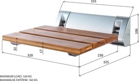 Aqualine Aqualine, Zuhany ülőke 32x23cm, összecsukható, bambusz, AE236