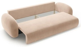 Bézs bársony kinyitható-tárolóhelyes kanapé 262 cm Tonale – Cosmopolitan Design