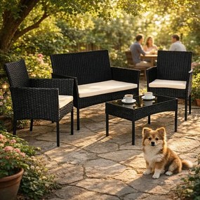 Modern kerti rattan ülőgarnitúra asztallal