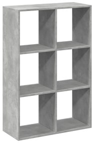 betonszürke szerelt fa elválasztó könyvespolc 69,5x29x103,5 cm