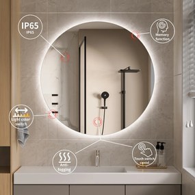 Erga Sofia, kerek LED tükör 50cm páramentes fűtőbetéttel, ERG-V01-207-5050