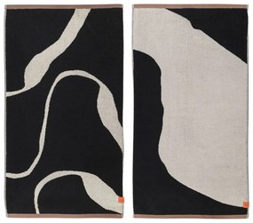 Fekete-fehér bio pamut törölköző szett 2 db-os 50x90 cm Nova Arte – Mette Ditmer Denmark