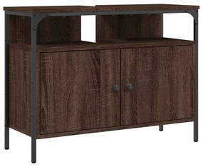 barna tölgy szerelt fa fürdőszobai mosdószekrény 80x30x60 cm