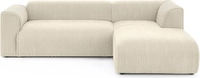 Bézs kordbársony sarokkanapé (jobb oldali-heverő résszel) Merid – Ropez