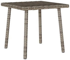 téglalap szürke polyrattan kerti dohányzóasztal 40x40x37cm