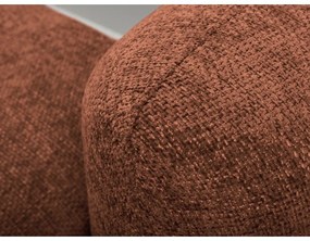 Terrakotta színű zsenília kinyitható-tárolóhelyes sarokkanapé (bal oldali-heverő résszel) Mele – Makamii