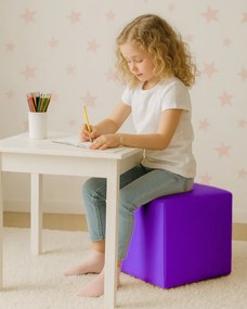 EMI kocka alakú lila műbőr babzsákfotel