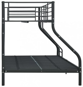 fekete fém emeleteságy-keret 140 x 200 cm / 90 x 200 cm