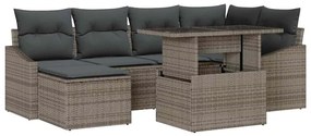 vidaXL Kerti Kanapé Szett 7 pcs Szürke Poli rattan, porfestett acél