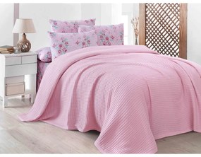 Rózsaszín pamut ágytakaró 220x240 cm Waffle – Mila Home